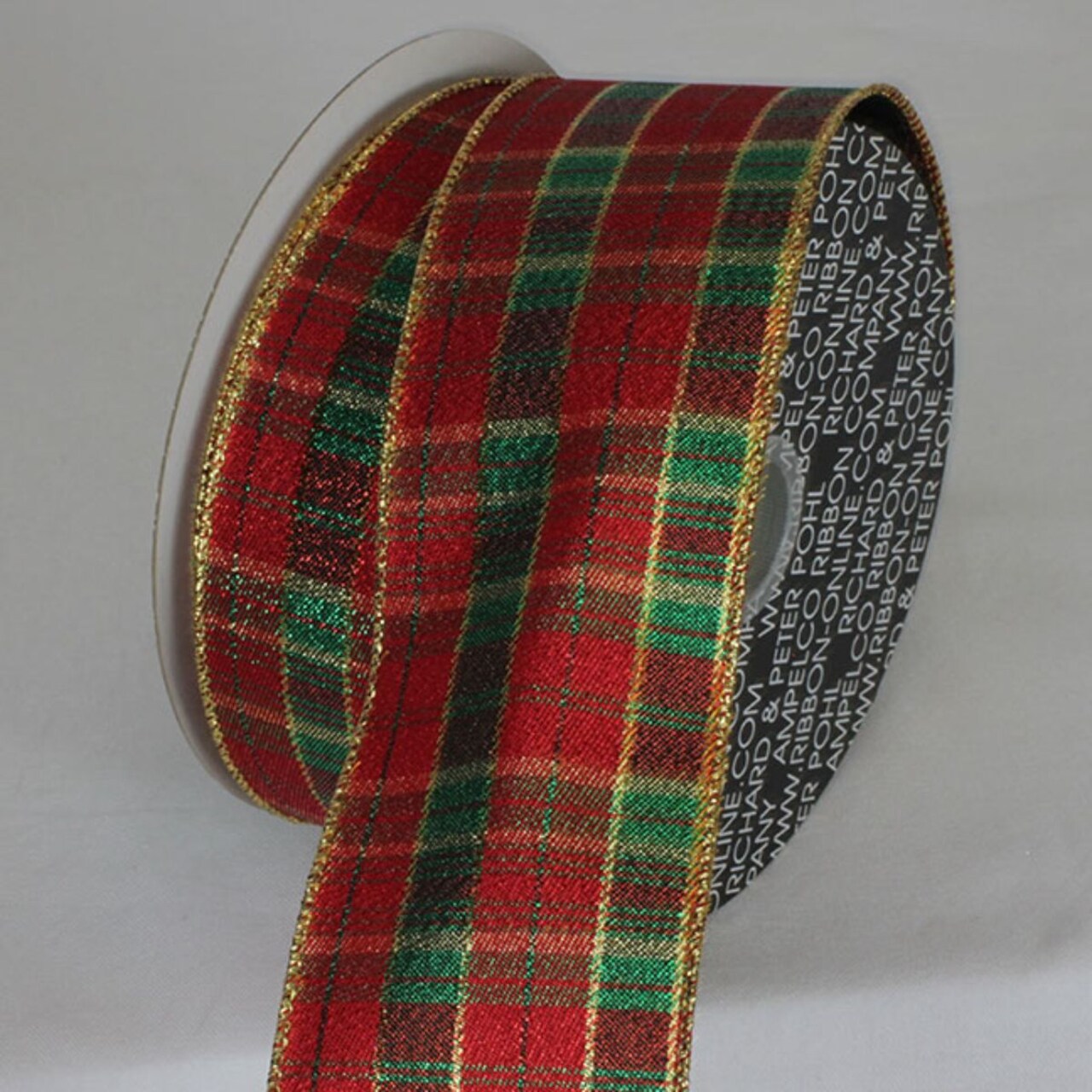 The Ribbon People Red and Green Holiday Plaid Wired Craft Ribbon 2.5" x 20 Yards